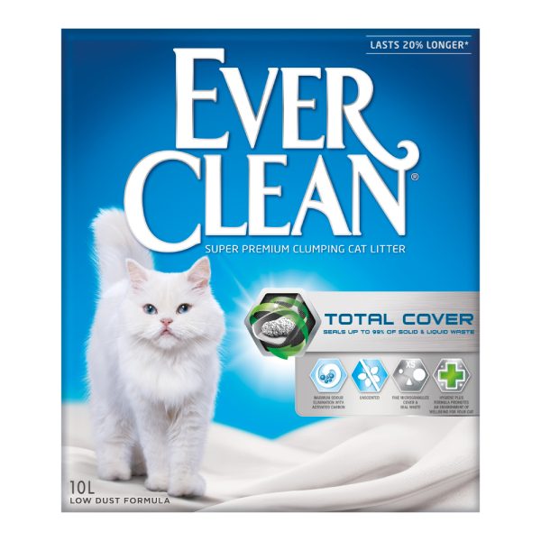 10l Ever Clean® Total Cover, paakkuuntuva - hajustamaton kissanhiekka