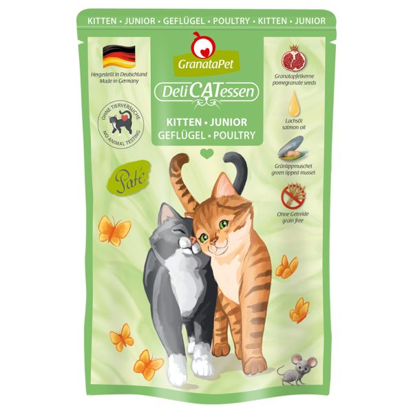 24x85g DeliCatessen Pouch kitten, siipikarja Granatapet kissanruoka