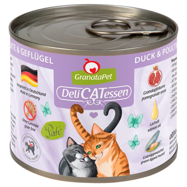 24x200g DeliCatessen ankka & siipikarja Granatapet kissan märkäruoka