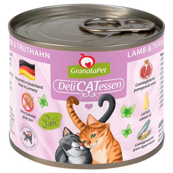 24x200g DeliCatessen lammas & kalkkuna Granatapet kissan märkäruoka