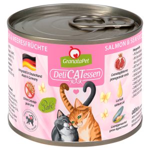24x200g DeliCatessen lohi & äyriäiset Granatapet kissan märkäruoka