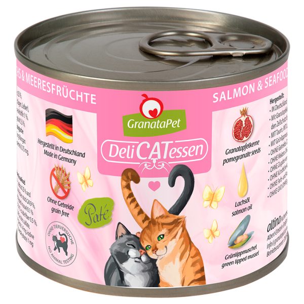 24x200g DeliCatessen lohi & äyriäiset Granatapet kissan märkäruoka