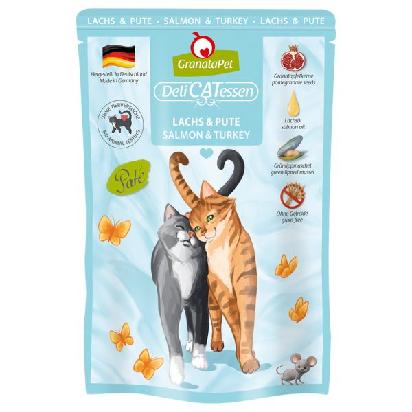 24x85g DeliCatessen Pouch lohi & kalkkuna Granatapet kissanruoka