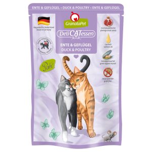 24x85g DeliCatessen Pouch ankka & siipikarja Granatapet kissanruoka