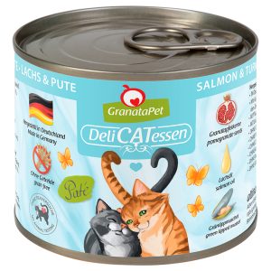 24x200g DeliCatessen lohi & kalkkuna Granatapet kissan märkäruoka