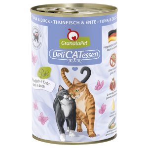 24x400g DeliCatessen tonnikala & ankka Granatapet kissan märkäruoka