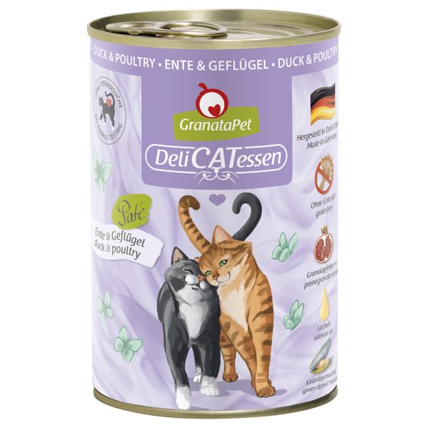 24x400g DeliCatessen ankka & siipikarja Granatapet kissan märkäruoka