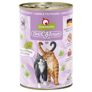 24x400g DeliCatessen lammas & kalkkuna Granatapet kissan märkäruoka