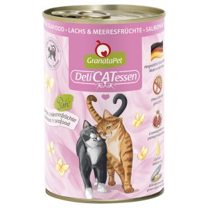 24x400g DeliCatessen lohi & äyriäiset Granatapet kissan märkäruoka