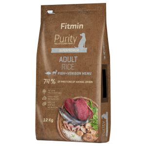 12kg Dog Purity Adult Riisi, kala ja hirvi Fitmin koiranruoka