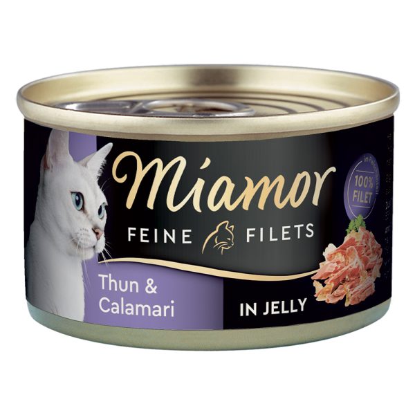 6x100g Fine Filets vaalea tonnikala & mustekala hyytelössä Miamor Kissanruoka