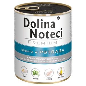 12 x 800 g Dolina Noteci Premium, taimen, koiran märkäruoka