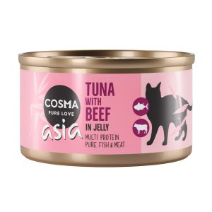 6x85g Asia hyytelössä tonnikala & nauta Cosma kissan märkäruoka