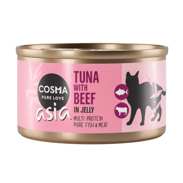 6x85g Asia hyytelössä tonnikala & nauta Cosma kissan märkäruoka
