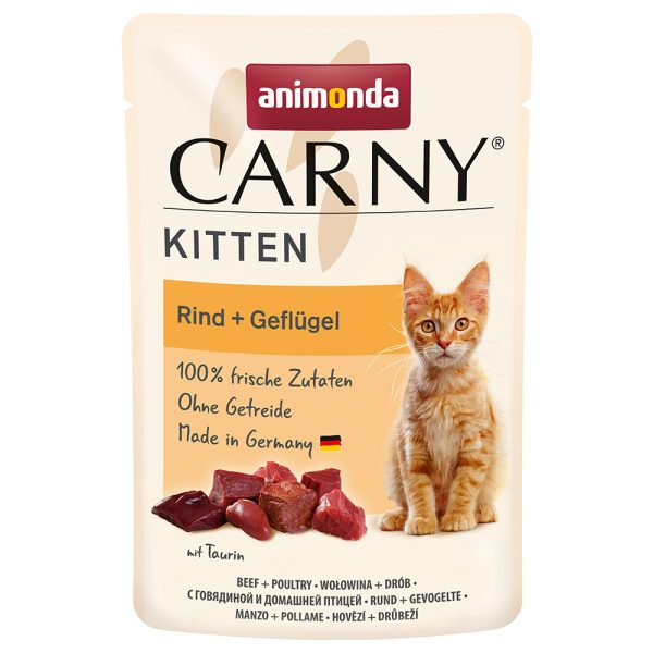 12x85g Kitten Pouch siipikarja Animonda Carny kissan märkäruoka