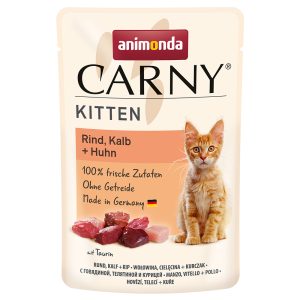 12x85g Kitten Pouch nauta/vasikka/kana Animonda Carny kissanruoka