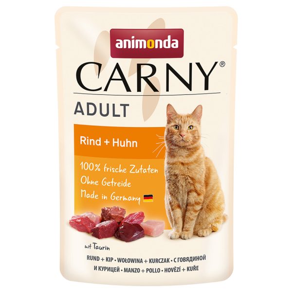 24 x 85 g Animonda Carny Pouch nauta + kana kissan märkäruoka