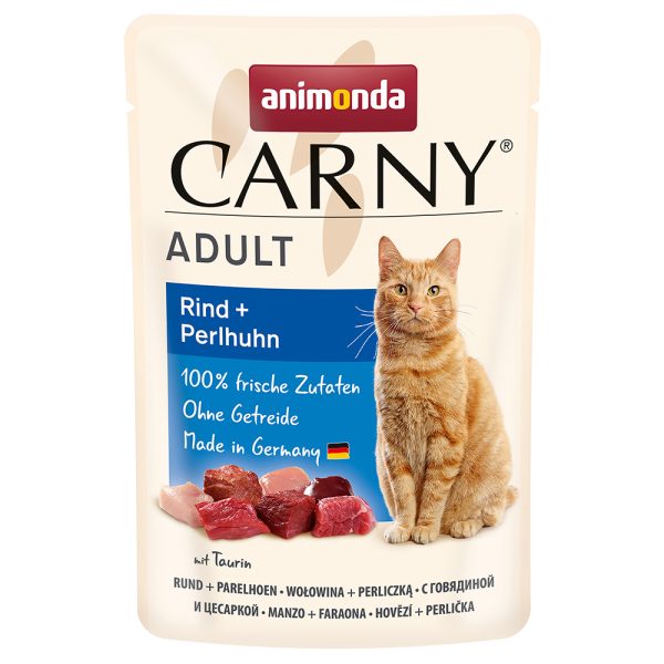 24 x 85 g Animonda Carny Pouch nauta + helmikana kissan märkäruoka