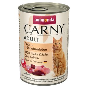12x400g Adult-lajitelma kalkkuna/kananmaksa Animonda Carny kissanruoka