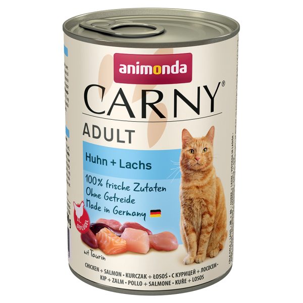 12x400g Adult kana & lohi Animonda Carny kissan märkäruoka