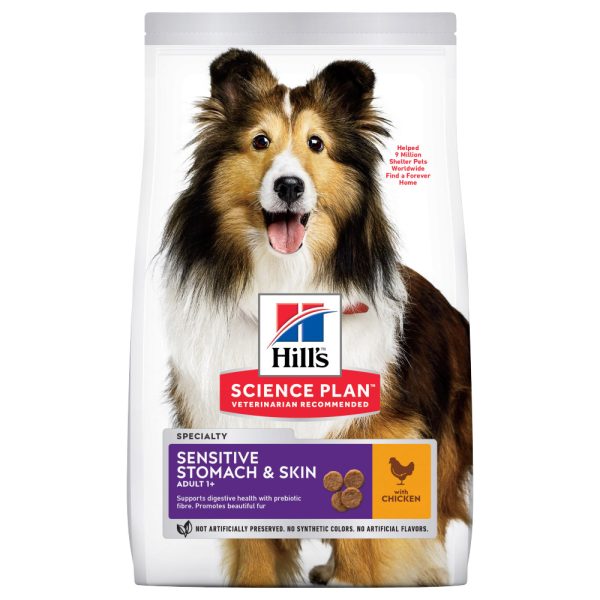 14kg Hill's Science Plan Adult 1+ Sensitive Stomach & Skin Medium Chicken koiranruoka