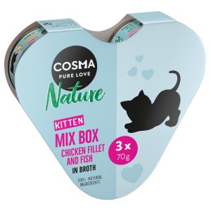 3x70g Nature Kitten sydänpakkaus 3 eri makua Cosma kissan märkäruoka