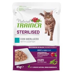 12x85g Adult Sterilised turska Natural Trainer kissan märkäruoka