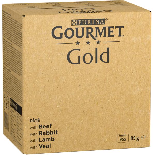 96 x 85 g jumbopakkaus: Gourmet Gold hienostunut patee: nauta, kana, tonnikala, lohi märkäruoka kissoille