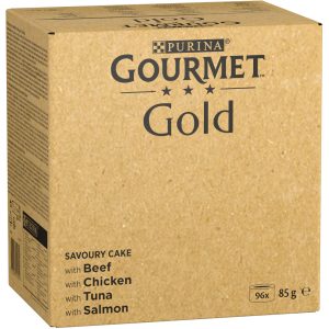 96x85g Ragout nauta, kana, tonnikala, lohi Gourmet Gold -kissanruoka