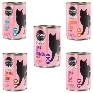 6x400g kana & kananmaksa hyytelössä Cosma Thai/Asia kissanruoka