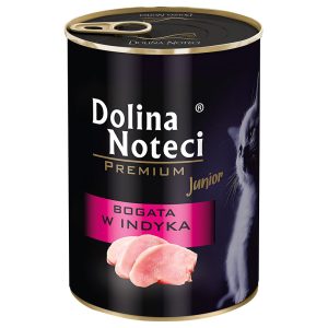 12x400g, Dolina Noteci Premium, Junior, runsaasti kalkkunaa, kissan märkäruokaa