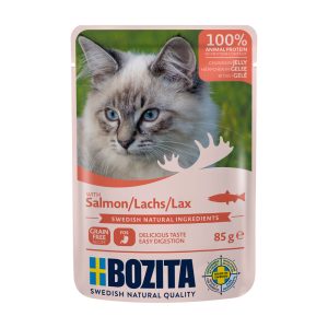 12 x 85 g Bozita Chunks in Jelly Pouch lohi kissan märkäruoka