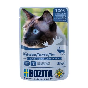 12 x 85 g Bozita Chunks in Jelly Pouch poro kissan märkäruoka