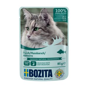 12 x 85 g Bozita Chunks in Jelly Pouch ahven kissan märkäruoka