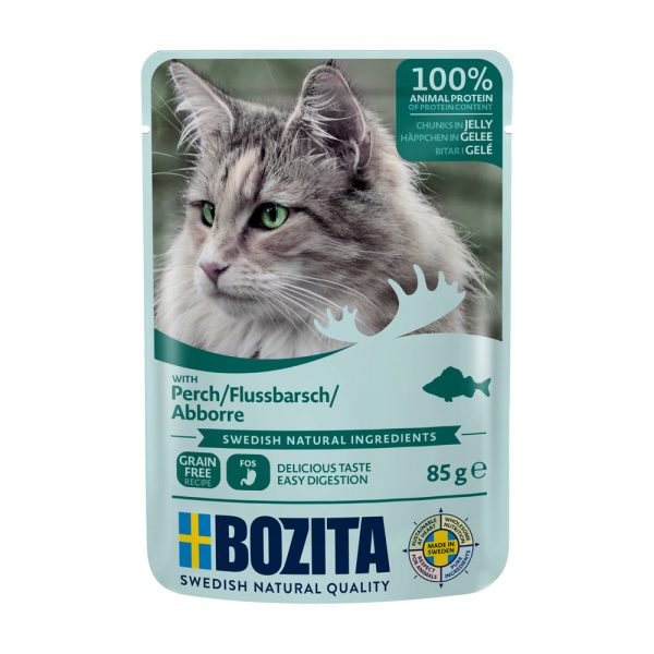 12 x 85 g Bozita Chunks in Jelly Pouch ahven kissan märkäruoka