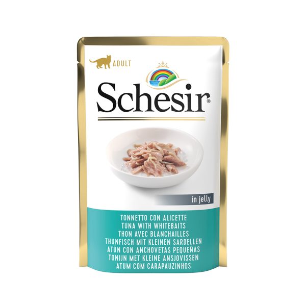 6 x 85 g Schesir Pouch tonnikala & pienet sardellit kissan märkäruoka