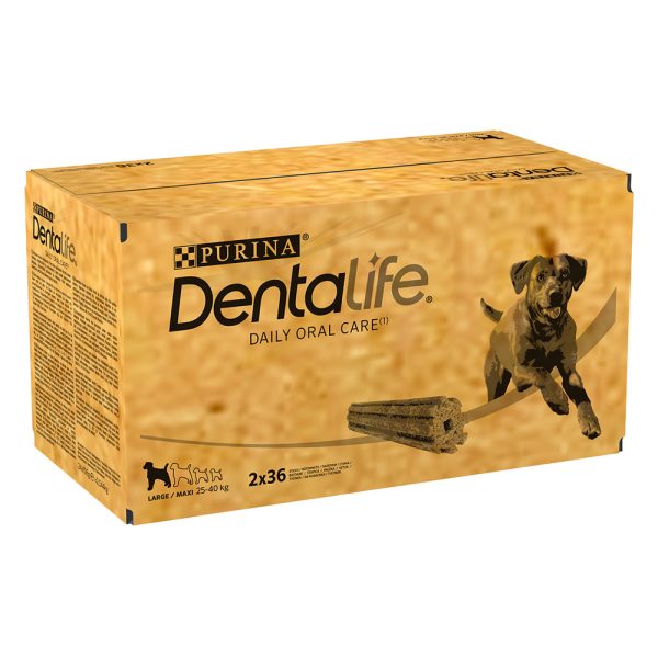 2 x 72 tikkua (48 x 106 g) Purina Dentalife hammashoitoherkut suurille koirille (25-40 kg)