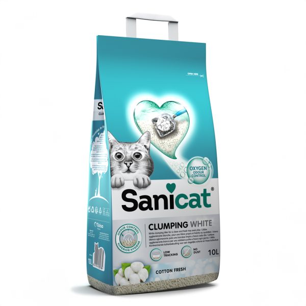 10l Sanicat White Cotton paakkuuntuva kissanhiekka