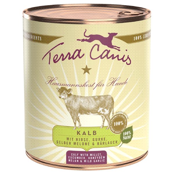 6x800g vasikka hirssi kurkku keltainen meloni Terra Canis koiranruoka