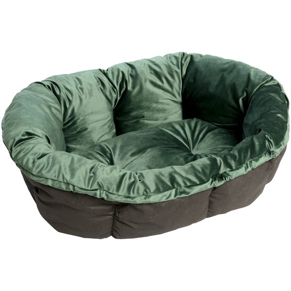 Ferplast Sofà -päällinen vihreä sametti Ferplast Siesta Deluxe -koirankoriin kokoa 8
