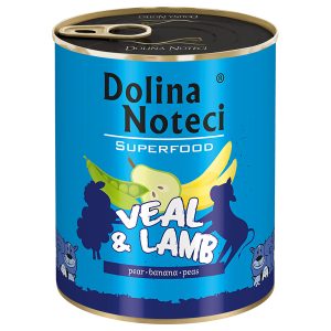 6x800g, Dolina Noteci Superfood, vasikan- ja karitsanlihaa, koiran märkäruoka