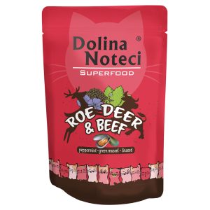 10x85g, Dolina Noteci Superfood, mäti ja naudanliha, kissan märkäruokaa