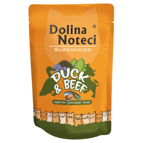 10x85g, Dolina Noteci Superfood, ankkaa ja naudanlihaa, kissan märkäruokaa