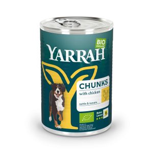 Yarrah Organic luomukanaa, luomunokkosta & luomutomaattia kastikkeessa koiranruoka