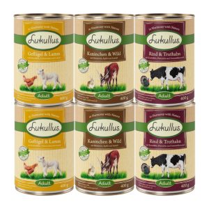 6x400g kolme eri makua  Lukullus koiranruoka