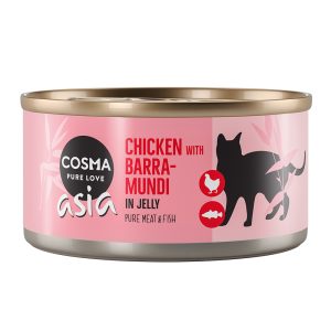 6x400g kana & barramundi hyytelössä Cosma Thai/Asia kissanruoka