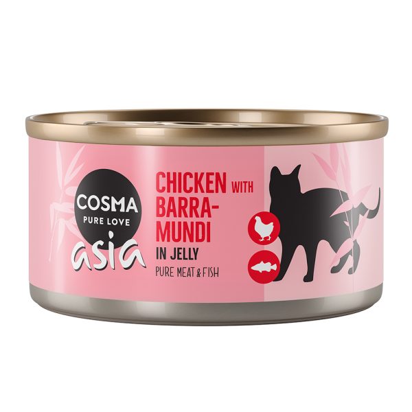 24x85g kana & barramundi hyytelössä Cosma Asia kissanruoka