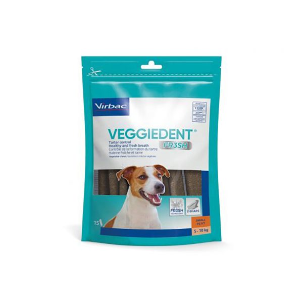 15x17g (koko S) Virbac VEGGIEDENT Fresh - pienille koirille (5-10 kg)