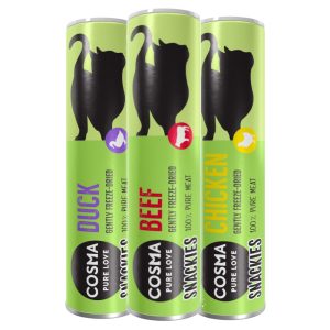 70g, 3 makua (kana, ankka, nauta) Cosma Snackies -kissanherkut