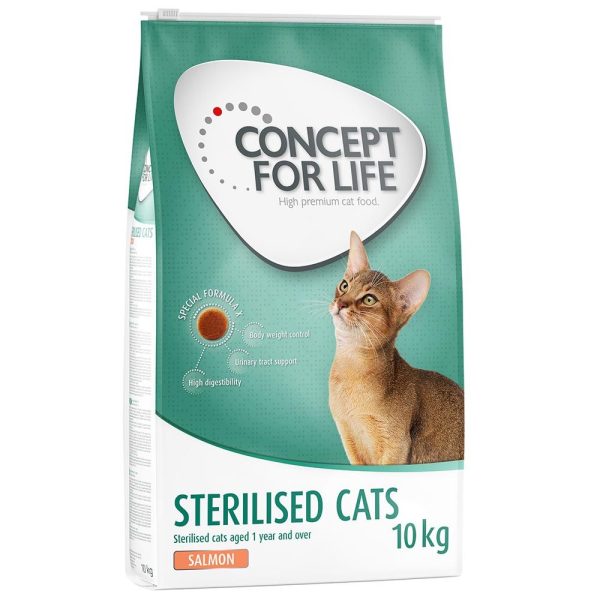 10kg Sterilised Cats lohi Concept for Life kissan kuivaruoka